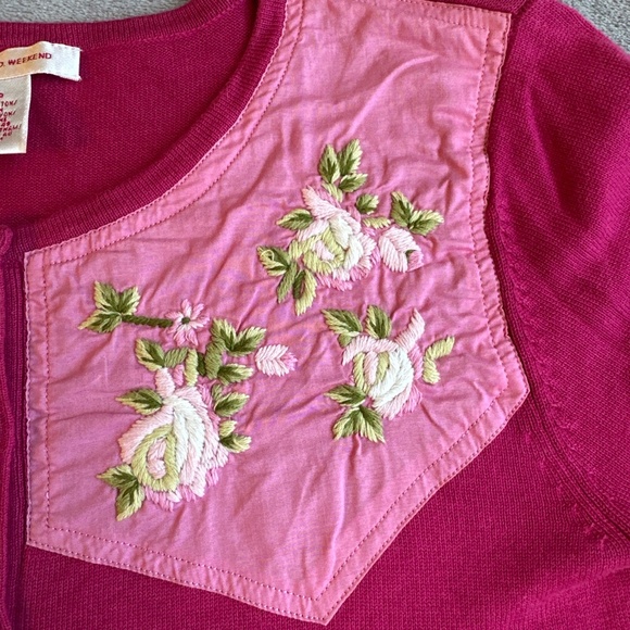 Vintage Cardigan Nine West Women's Small Embroidered Floral Pink Western Girly - Picture 4 of 8
